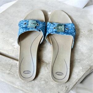 Dr. Scholl's Shoes Originalist Sandals Slides Blue Chambray Women’s 8.5 / 8-1/2